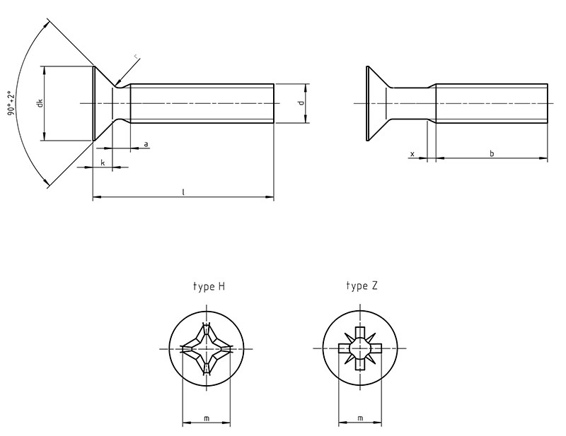 DIN 965 - Cross recessed countersunk flat head screws